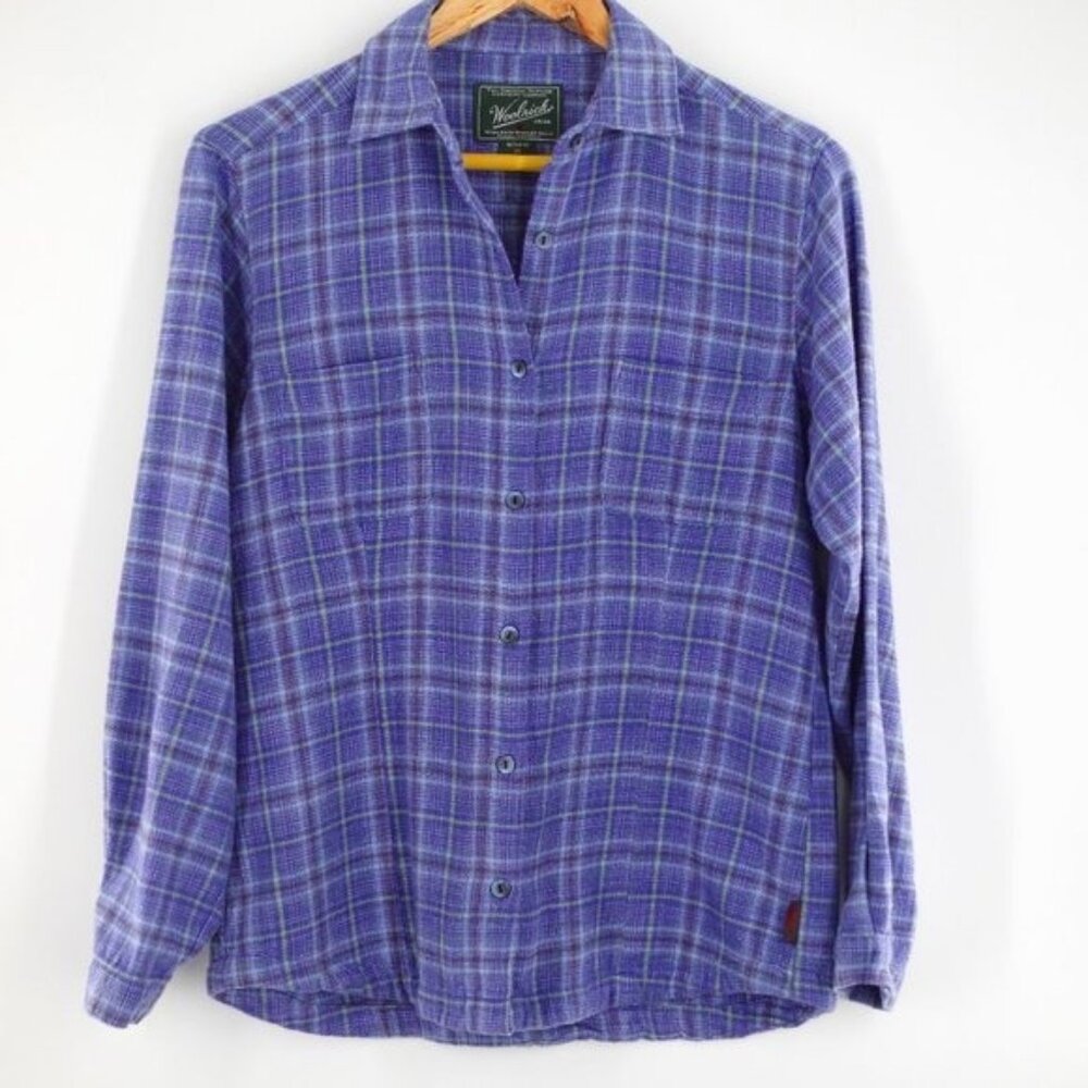 Woolrich Cotton Long Sleeve  Button Down XS Blue Green Plaid